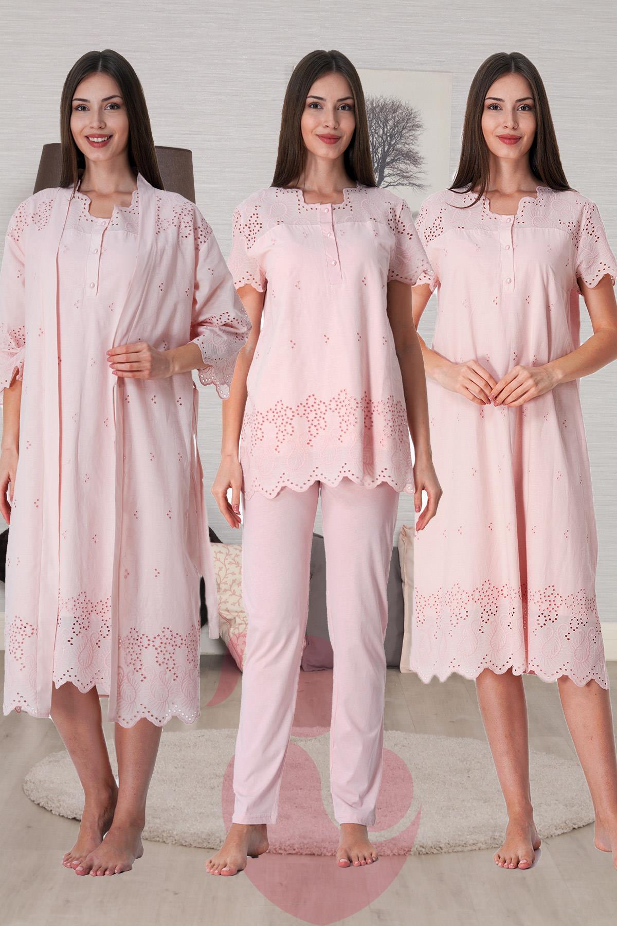 Effortt 9026 Pudra Pembe Fisto Detaylı Lohusa Hamile 4lü Set