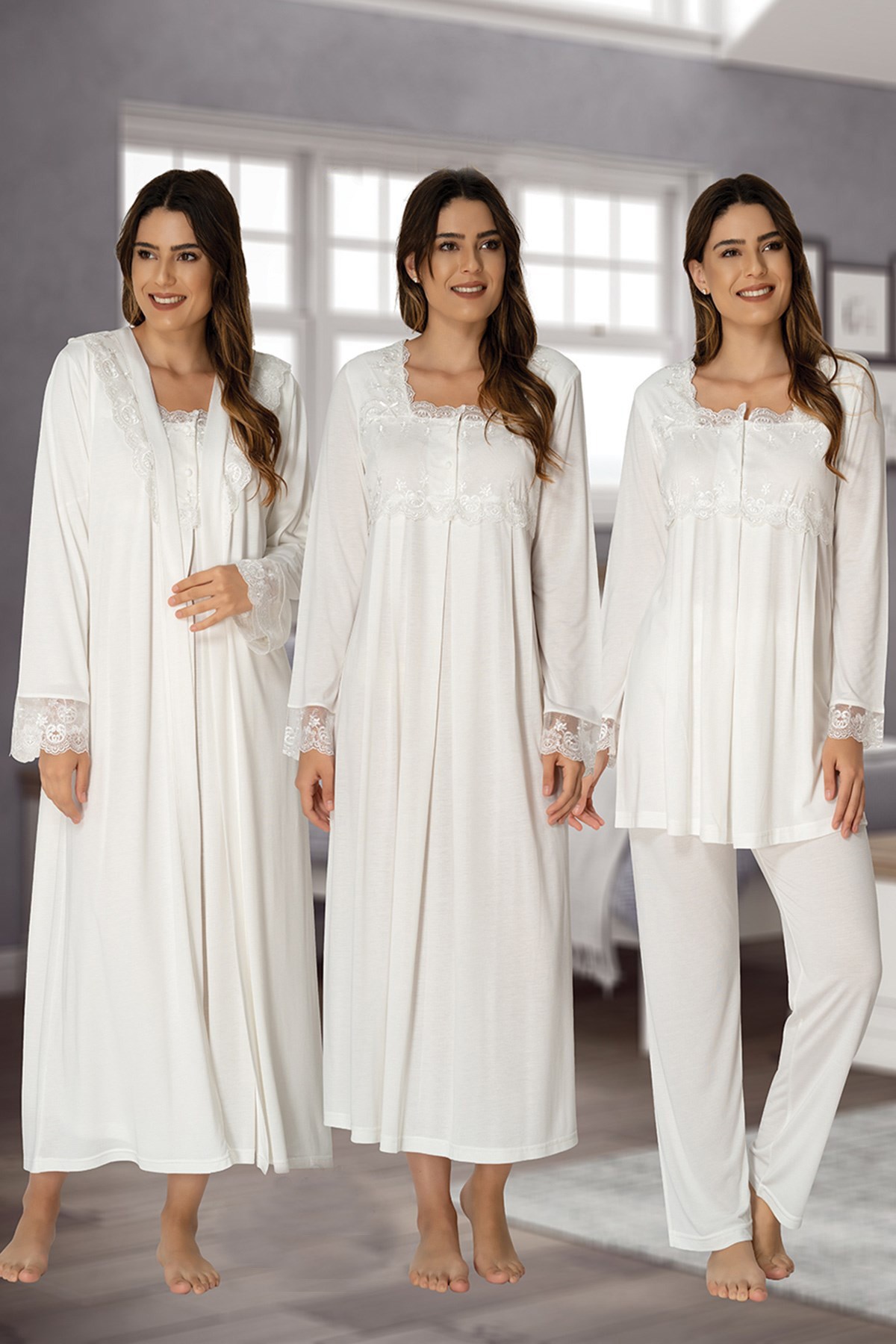 Effortt Ekru Lohusa Hamile 4'lü Set 2402-01