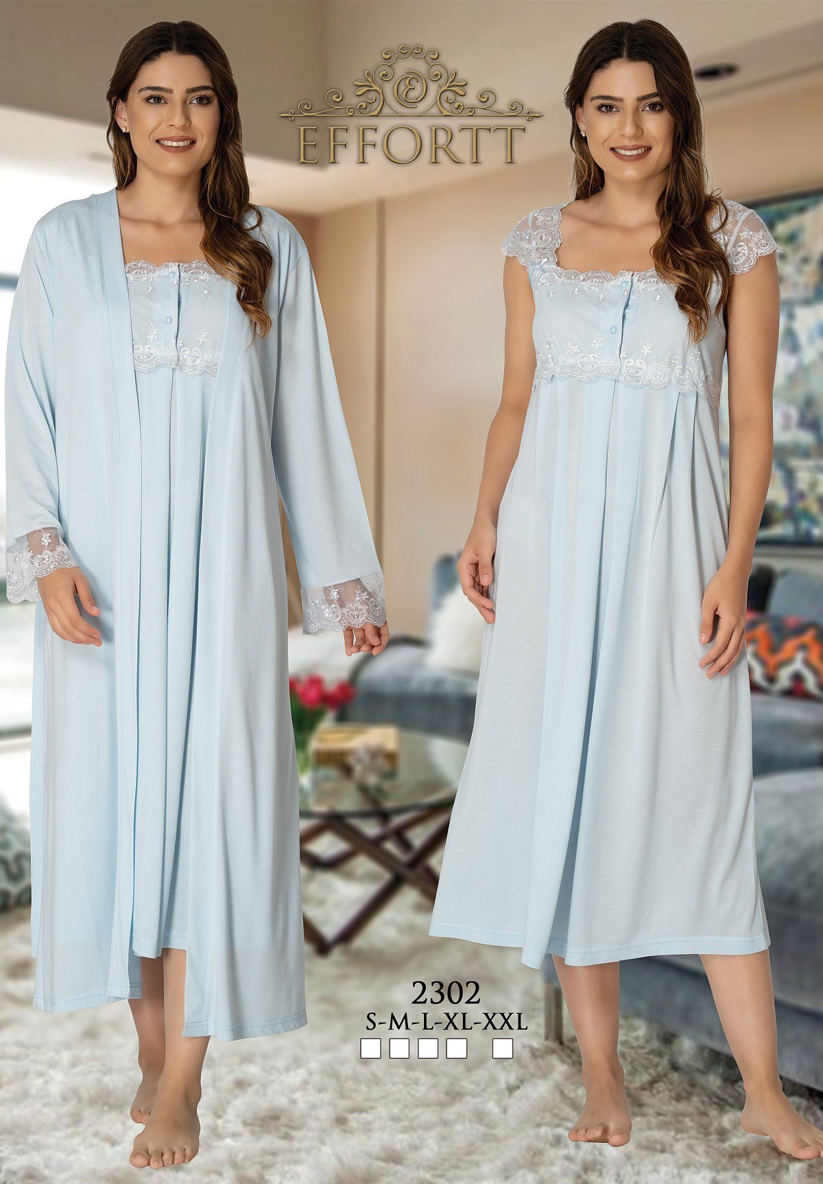 Effortt Mavi Lohusa Hamile 4'lü Set 2301-2303