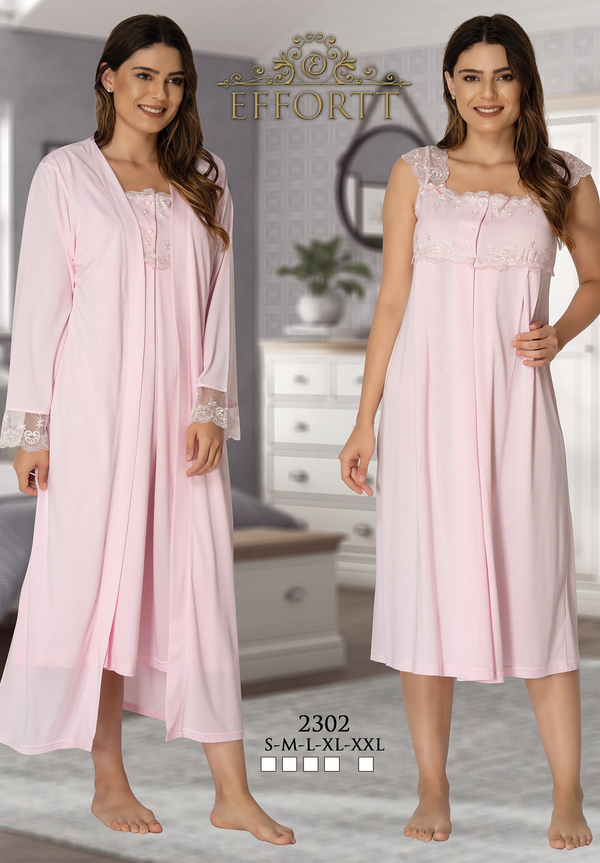 Effortt Pembe Lohusa Hamile 4'lü Set 2302-2303