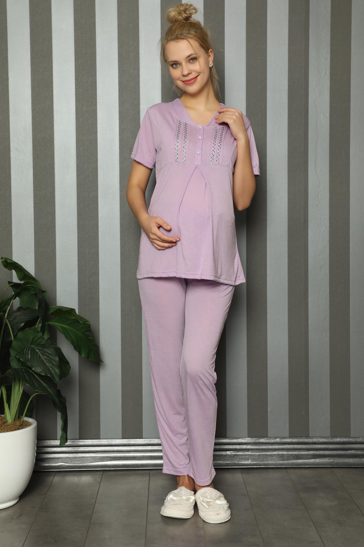 Erdeniz 1143 Lila Hamile Lohusa Pijama Takımı