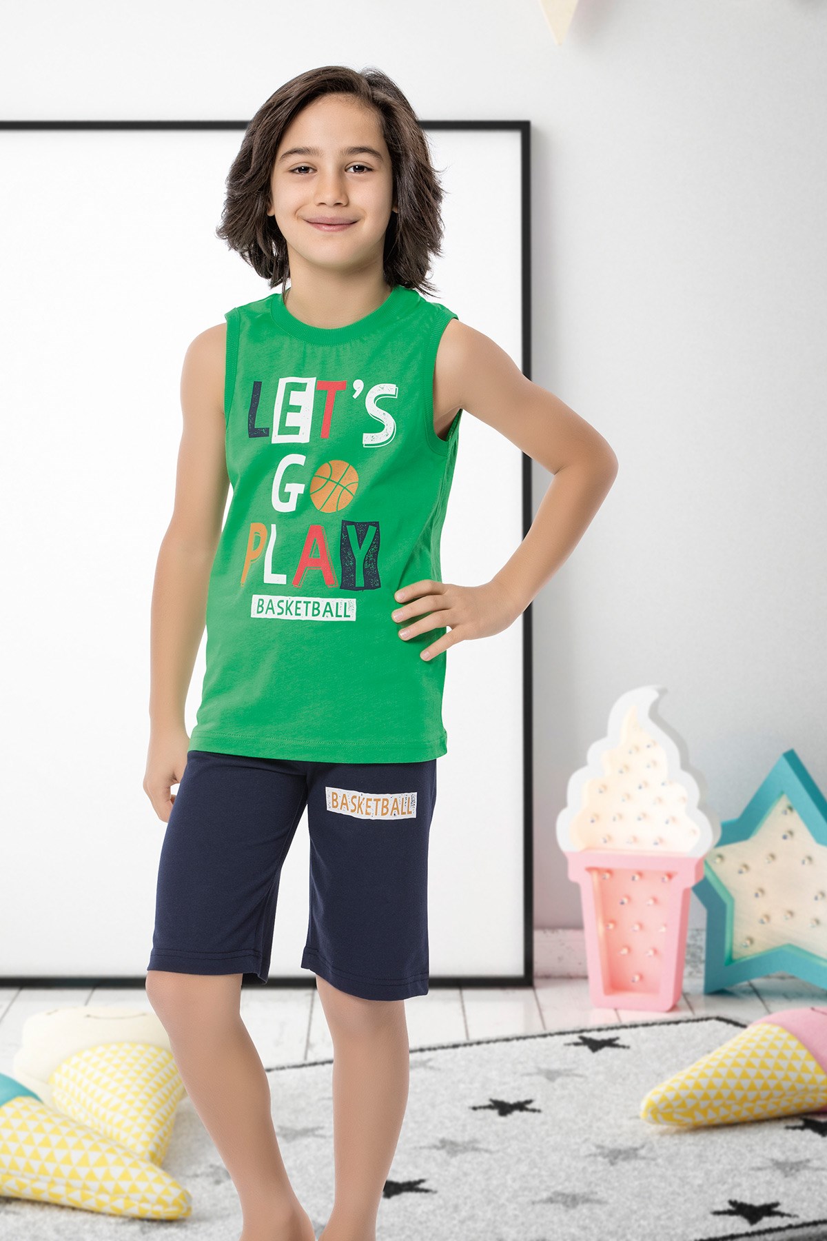 Erkek Çocuk Kapri Pijama Takımı-5461