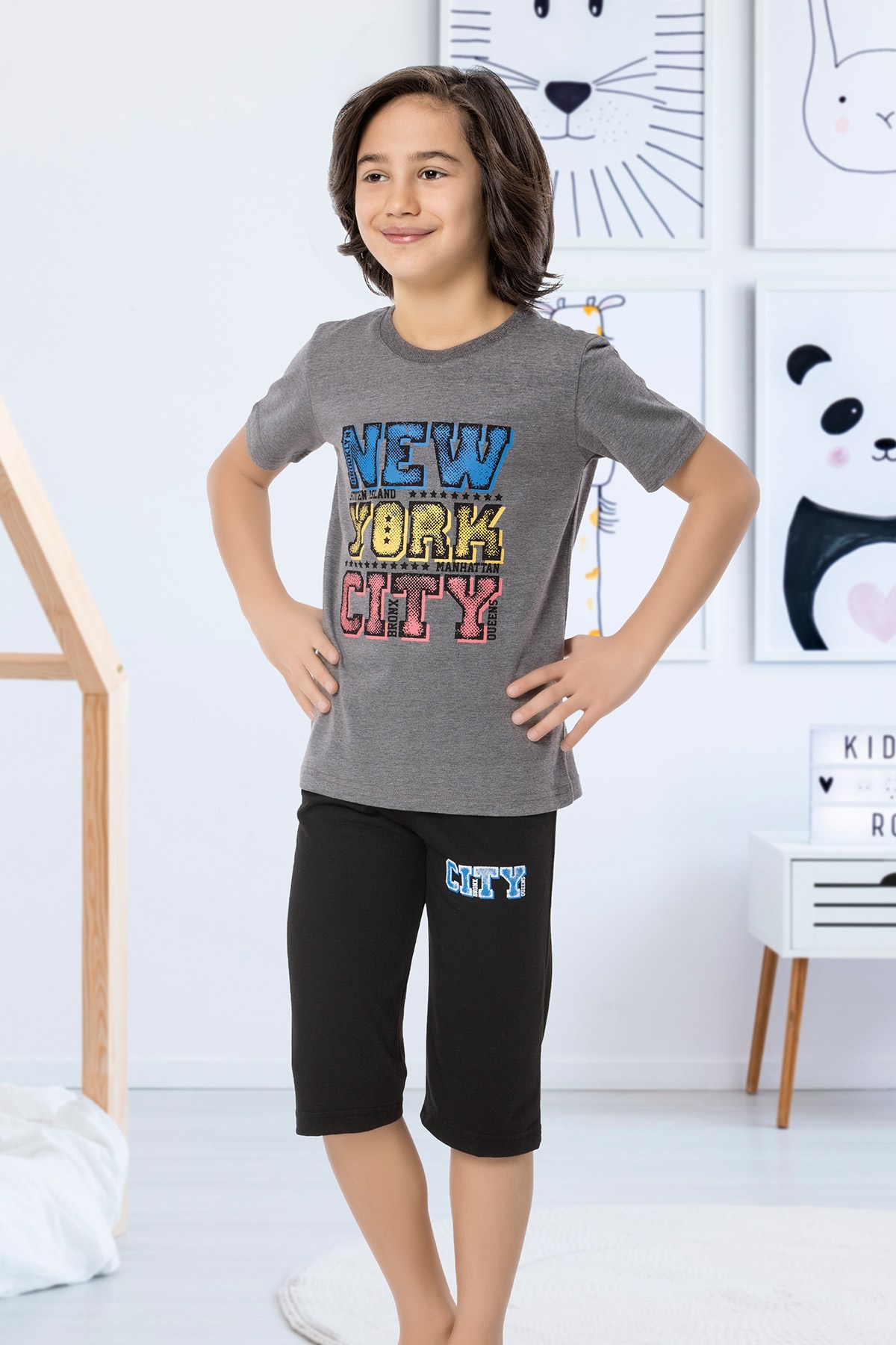 Erkek Çocuk Kapri Pijama Takımı-5475