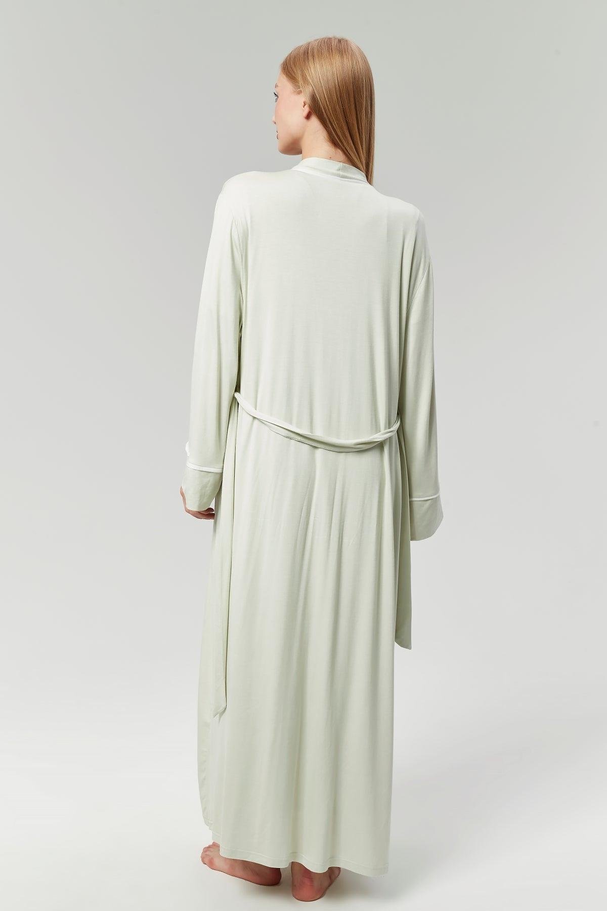 Gizli Emzirme Özellikli Biye Sabahlıklı Kruvaze Lohusa Gecelik Takımı - 528