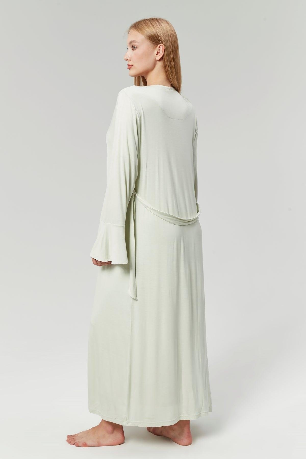 Gizli Emzirme Özellikli Biye Sabahlıklı Kruvaze Lohusa Gecelik Takımı - 528