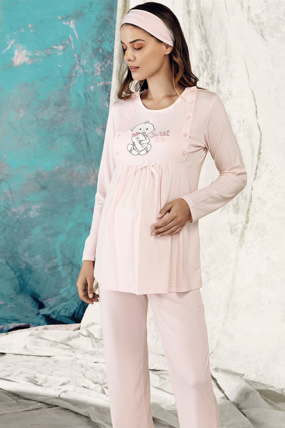 Haluk Bayram 3620 Sweet Little Sabahlıklı Lohusa Pijama Takımı