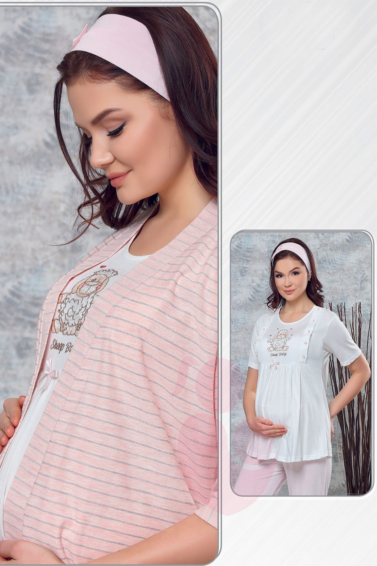 Haluk Bayram 3717 Sabahlıklı Lohusa Pijama Takımı