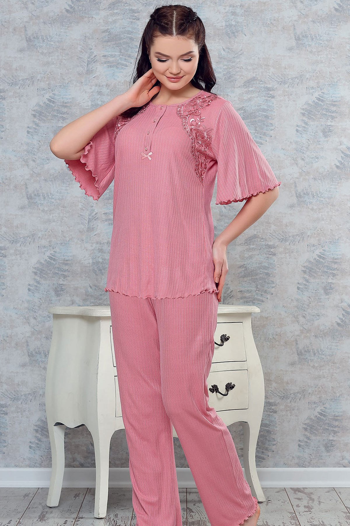 Haluk Bayram 3739 Gülkurusu Lohusa Pijama Takımı