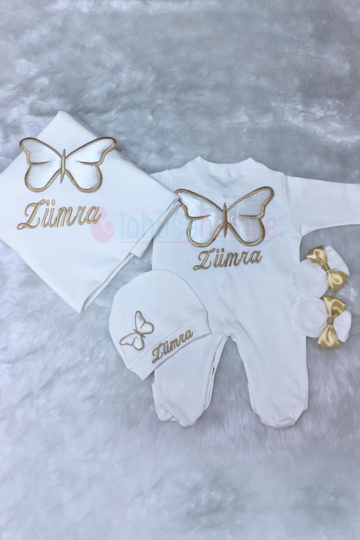 İsime Özel Kelebekli Hastane Çıkışı 4lü Set LH4053