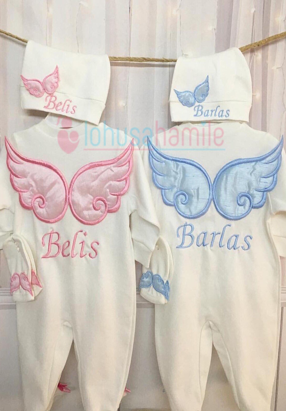 İsimli Kanatlı 3'lu Bebek Tulum Seti-3042