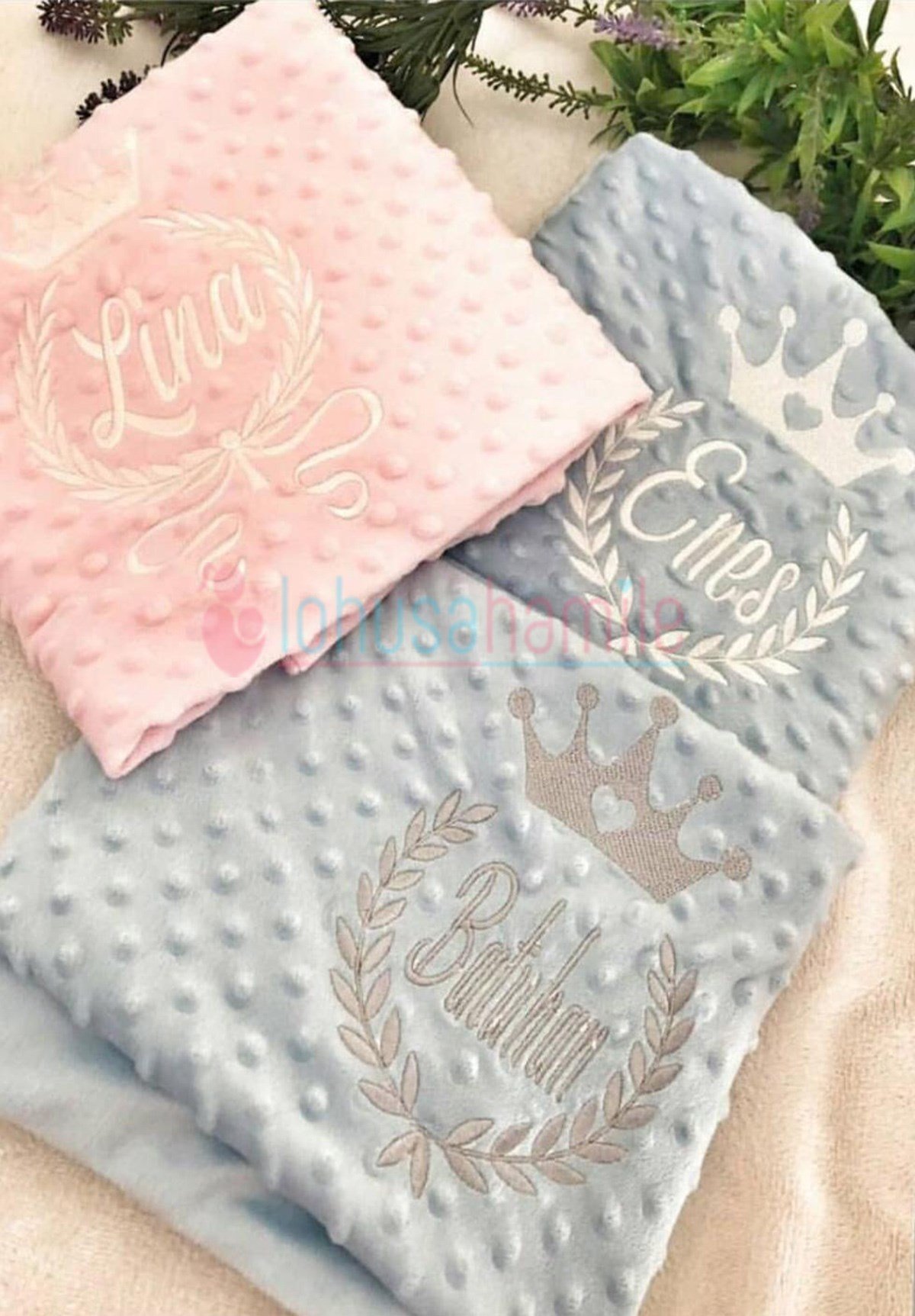 İsimli Tac Nakışlı Bebek Battaniye B7040
