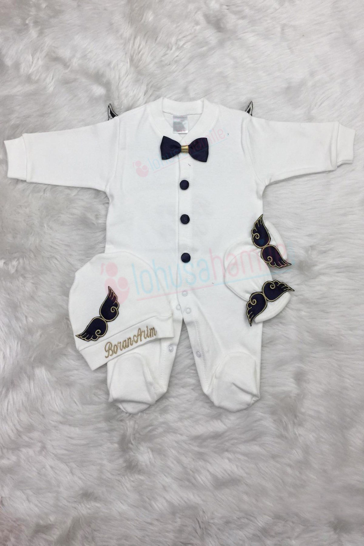 İsimli Takı Yastığı ve 5li Bebek Tulum Seti-4038