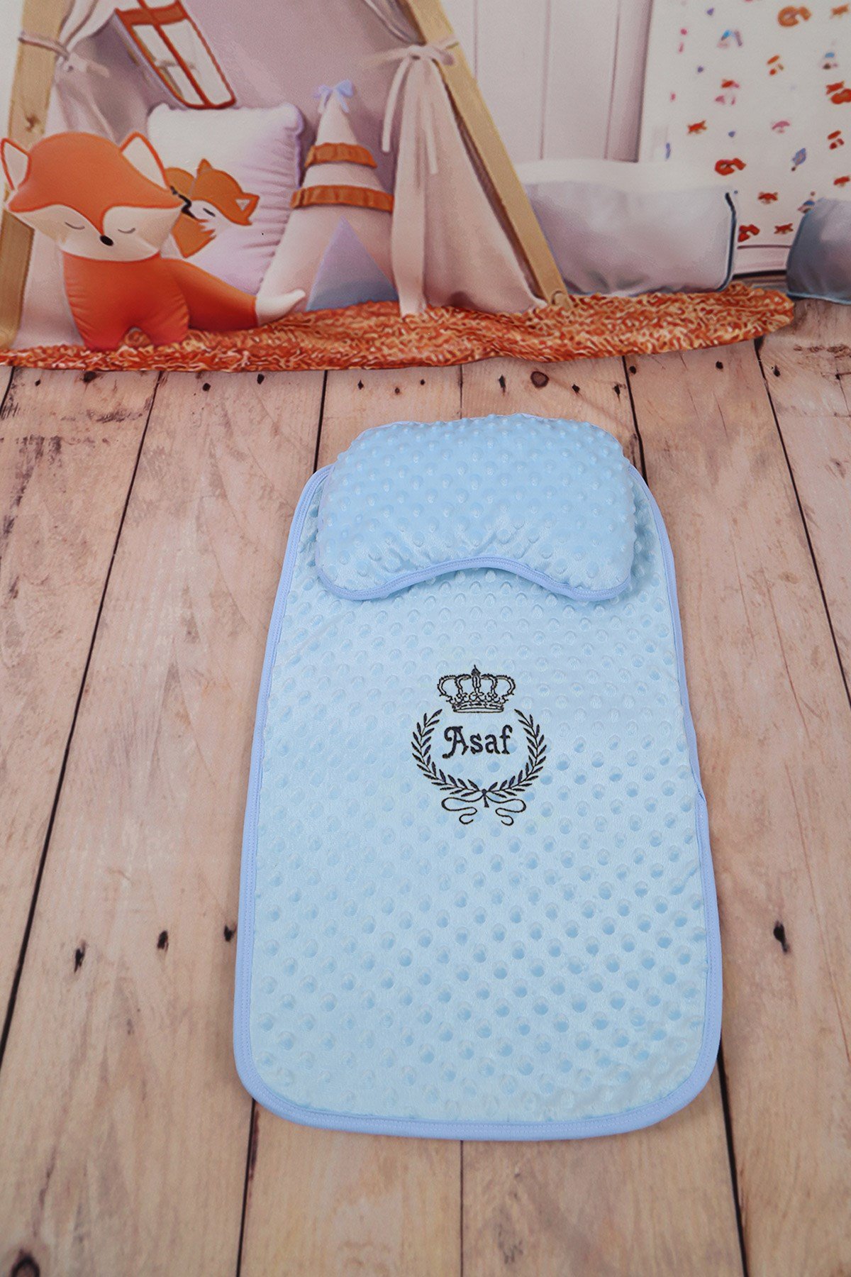 İsme Özel Bebek Alt Açma ve Yastık Seti BA1003