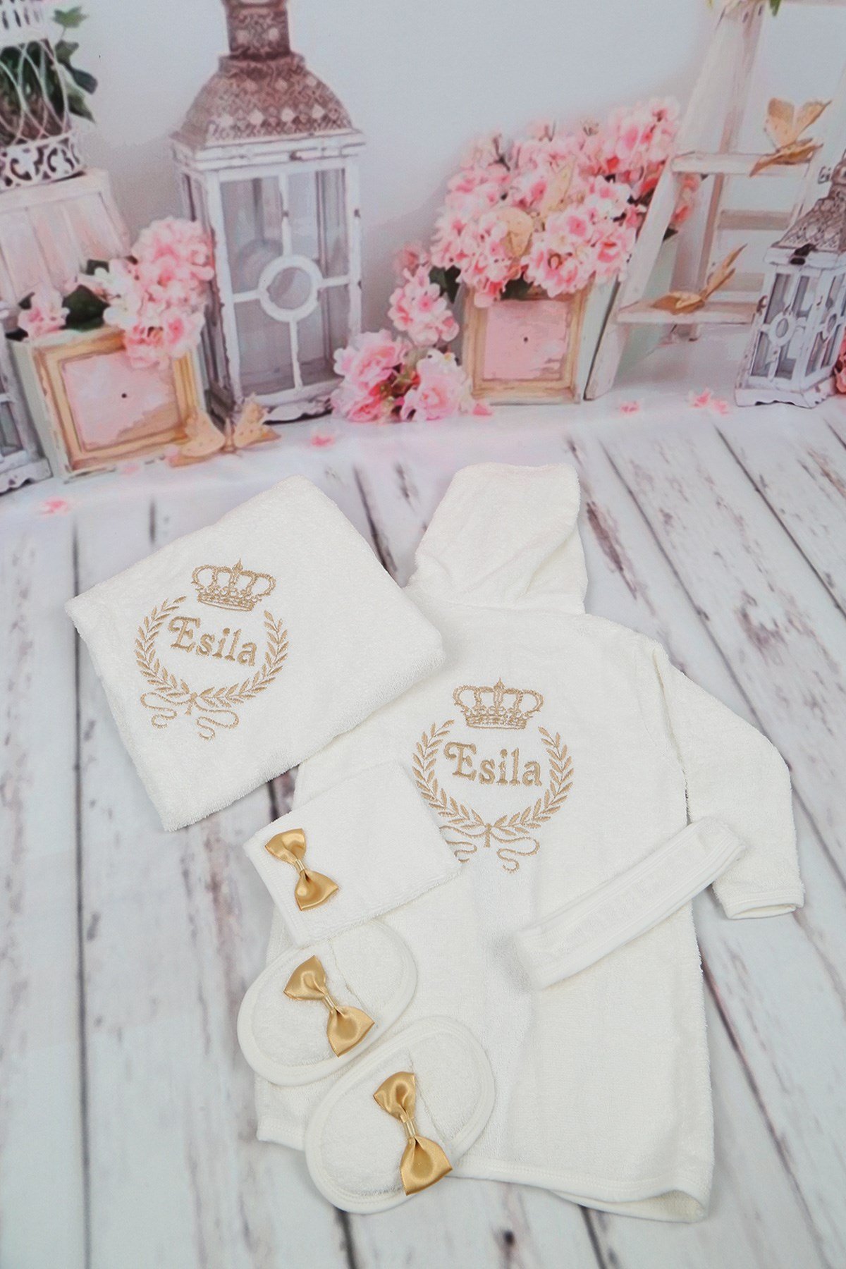İsme özel Bebek Bornoz Seti 5602