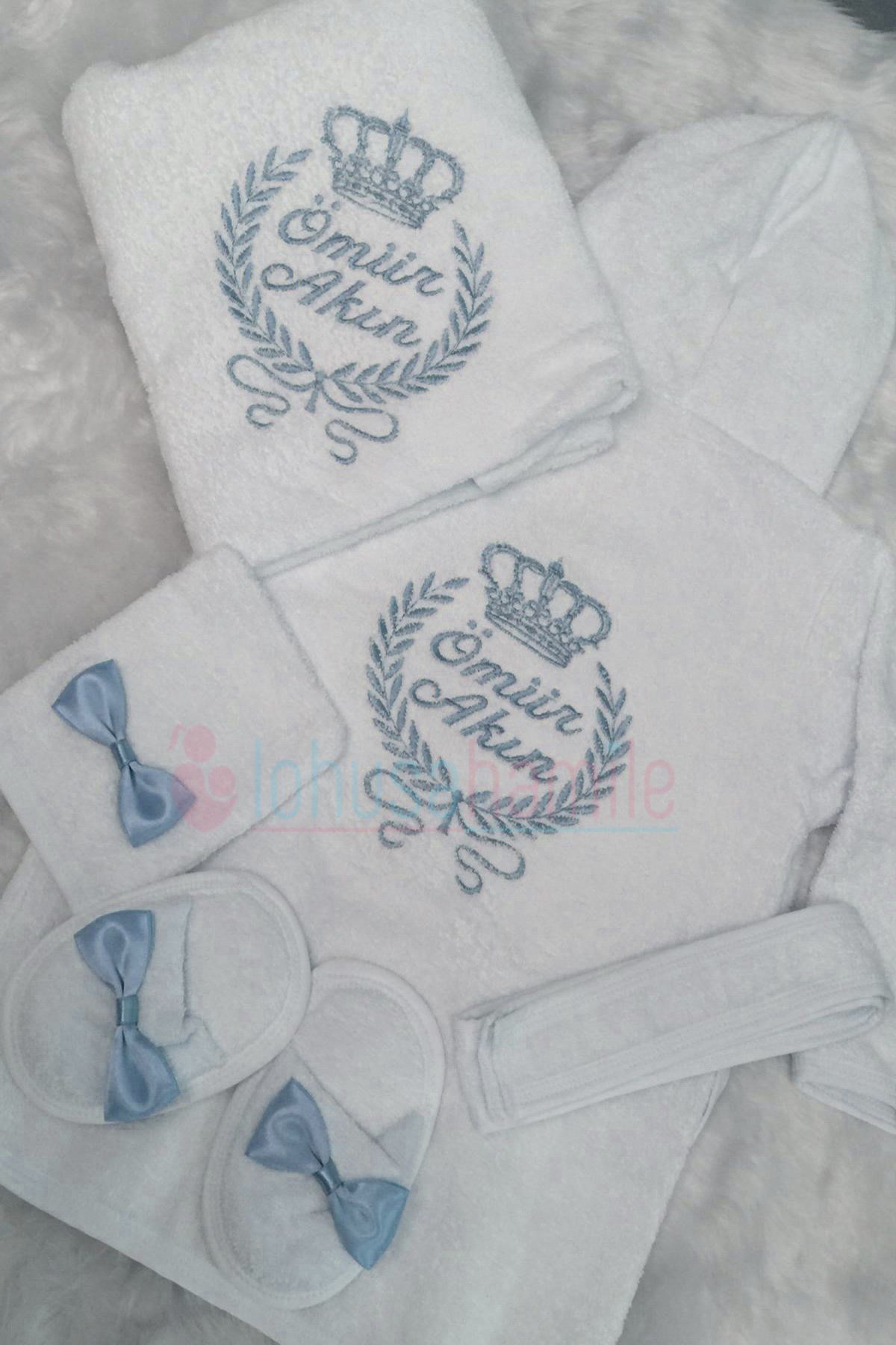 İsme özel Bebek Bornoz Seti 5603