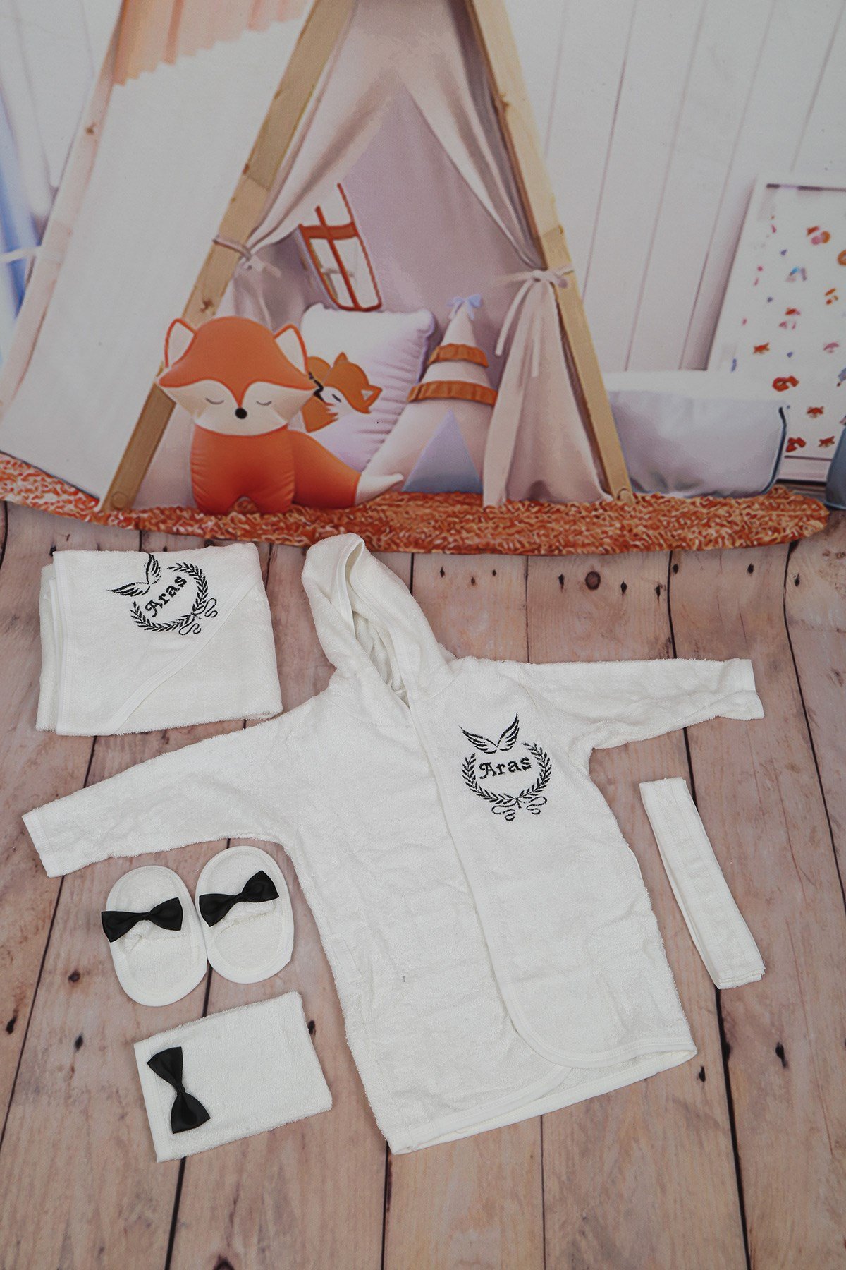 İsme özel Bebek Bornoz Seti 5605