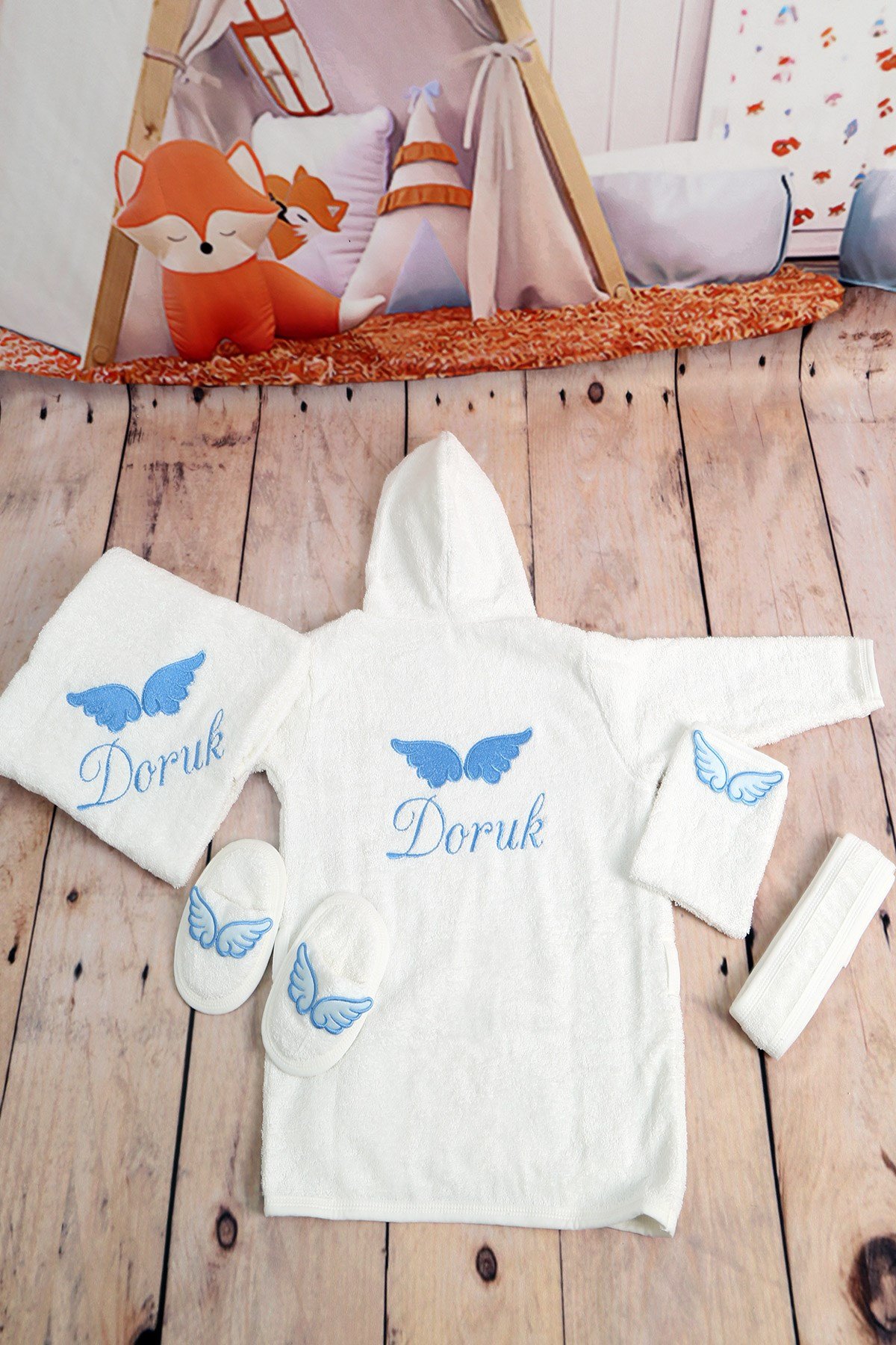 İsme özel Bebek Bornoz Seti 5608