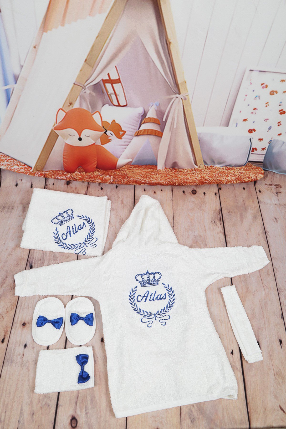 İsme özel Bebek Bornoz Seti 5612