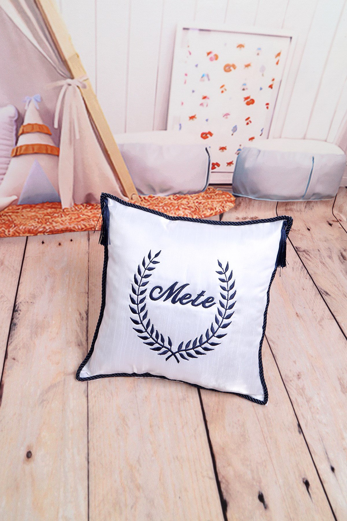 İsme Özel Çelenk Nakışlı Takı Yastığı 616