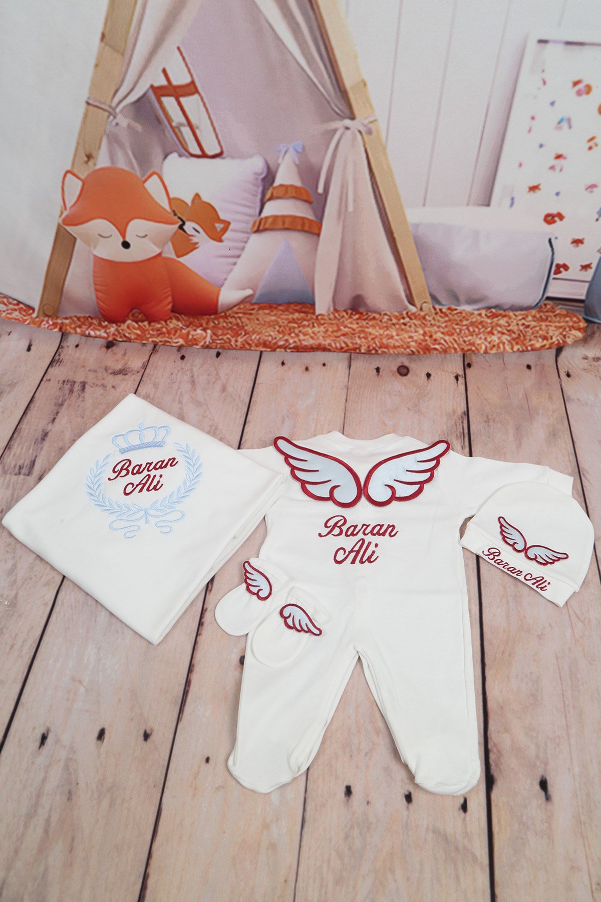 İsme Özel Kanatlı Hastane Çıkışı 4lü Set LH4057