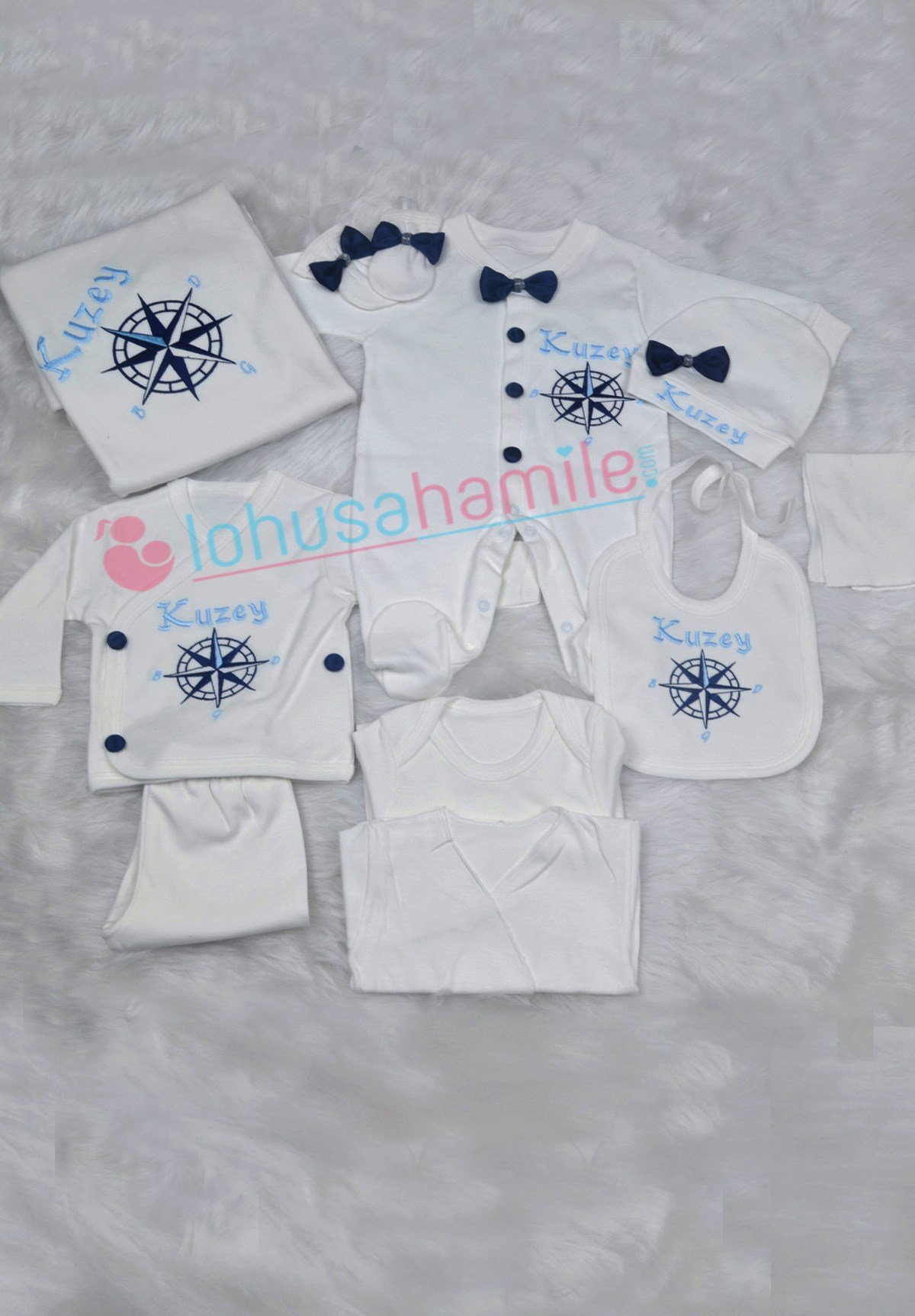 İsme Özel Pusula İşlemeli 10'lu Set