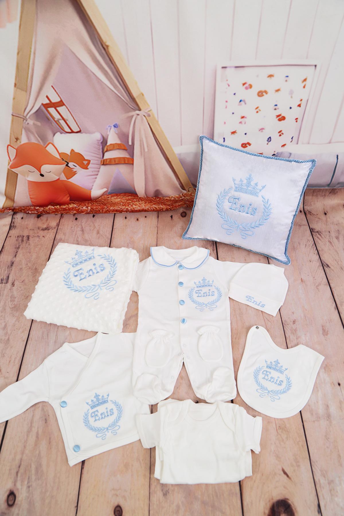 İsme Özel Tac Çelenk Nakışlı 11li Hastane Çıkışıl lh1148