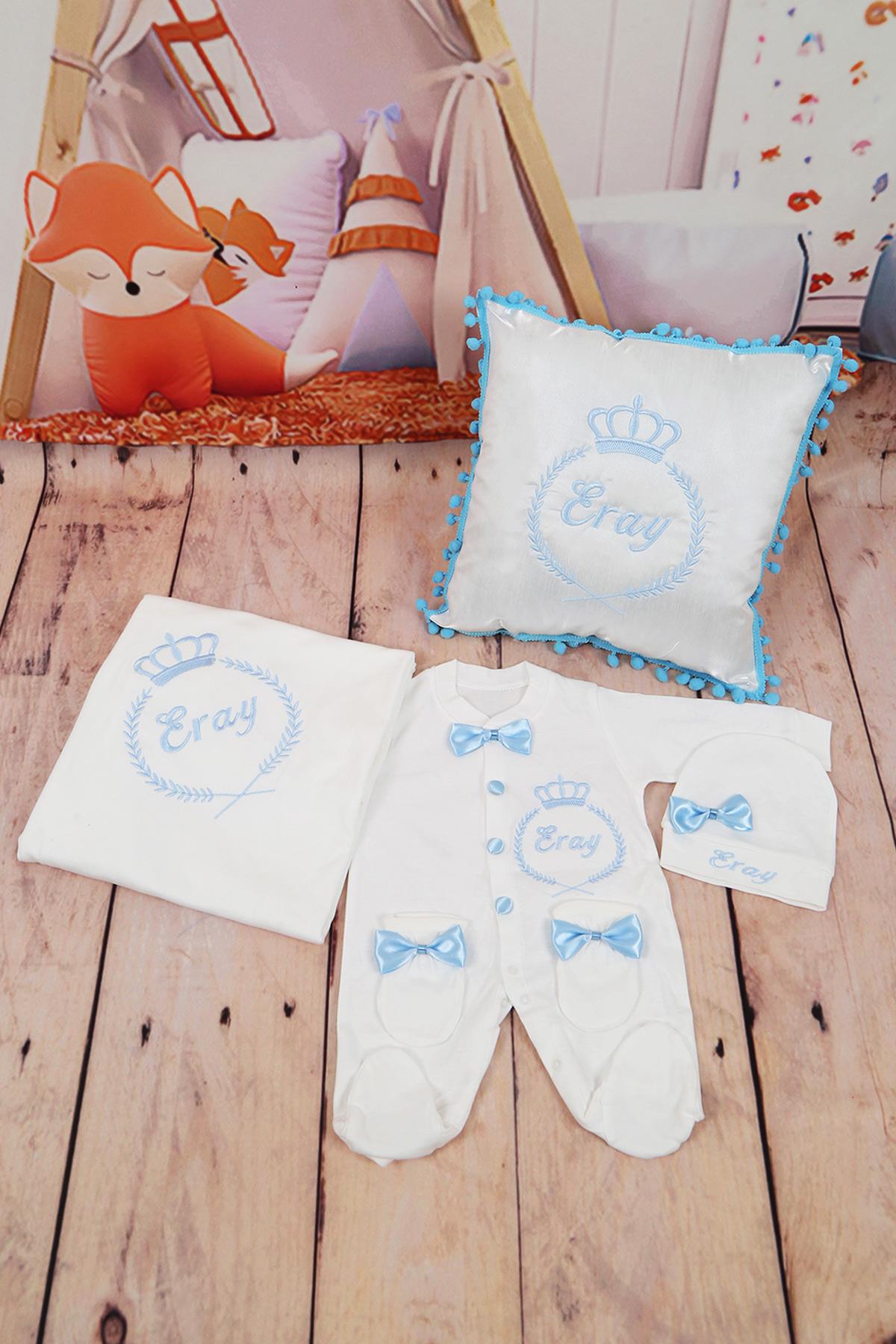 İsme Özel Taç Nakışlı 5li Hastane Çıkış Seti