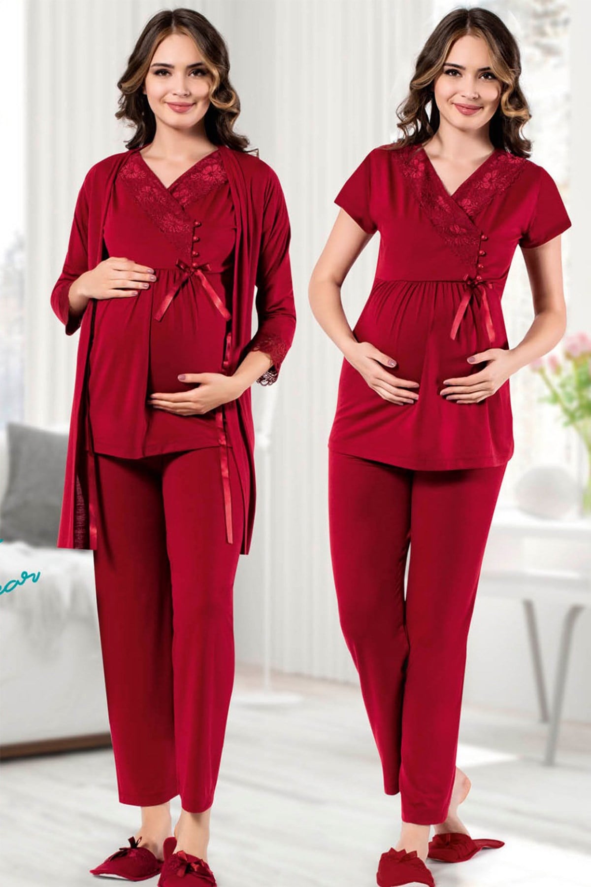 jenika 27819 Sabahlıklı Lohusa Pijama Takımı