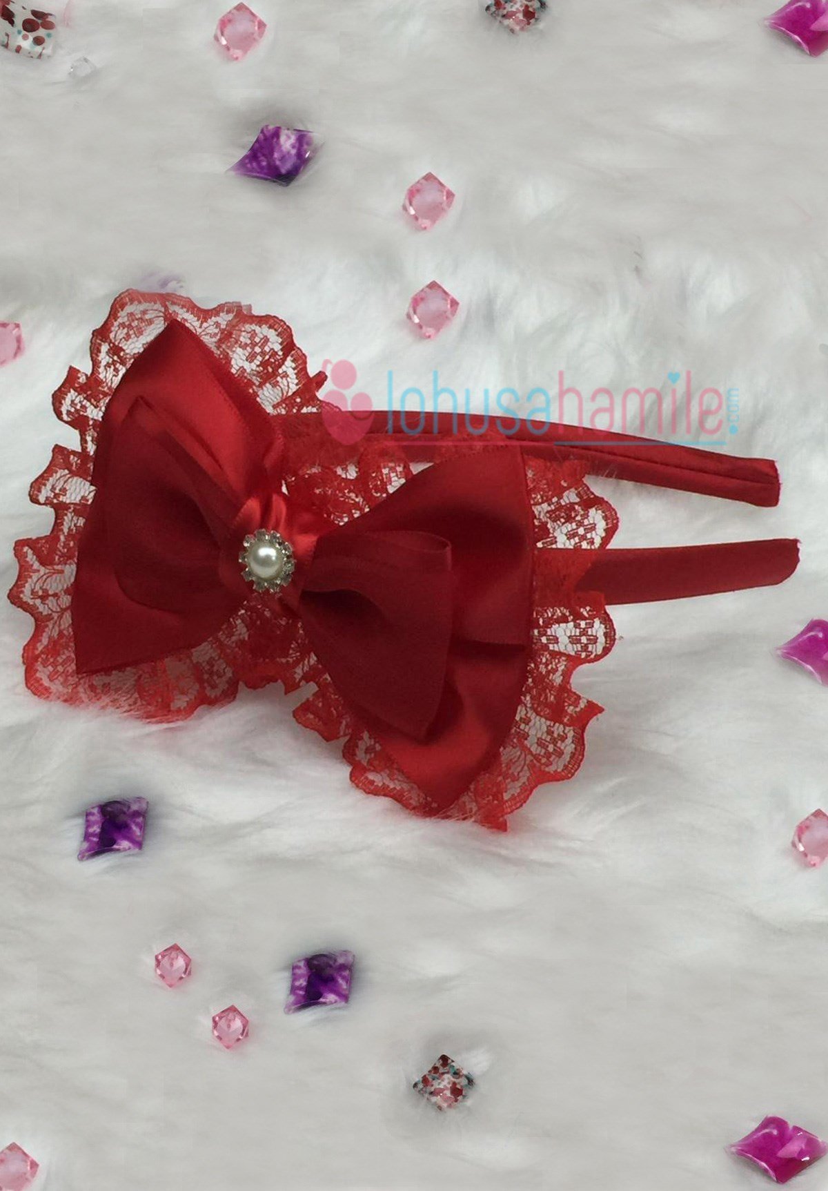 Lh 112 Taşlı Kırmızı Lohusa Tacı