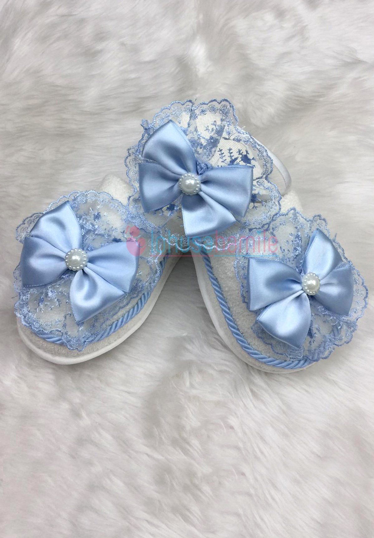 Lh 333 Mavi Lohusa Tac ve Terlik Seti