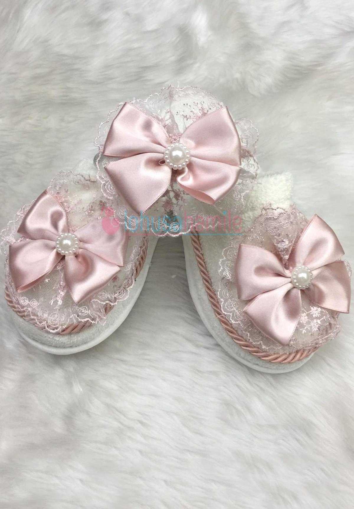 Lh 334 Pudra Pembe Lohusa Tac ve Terlik Seti