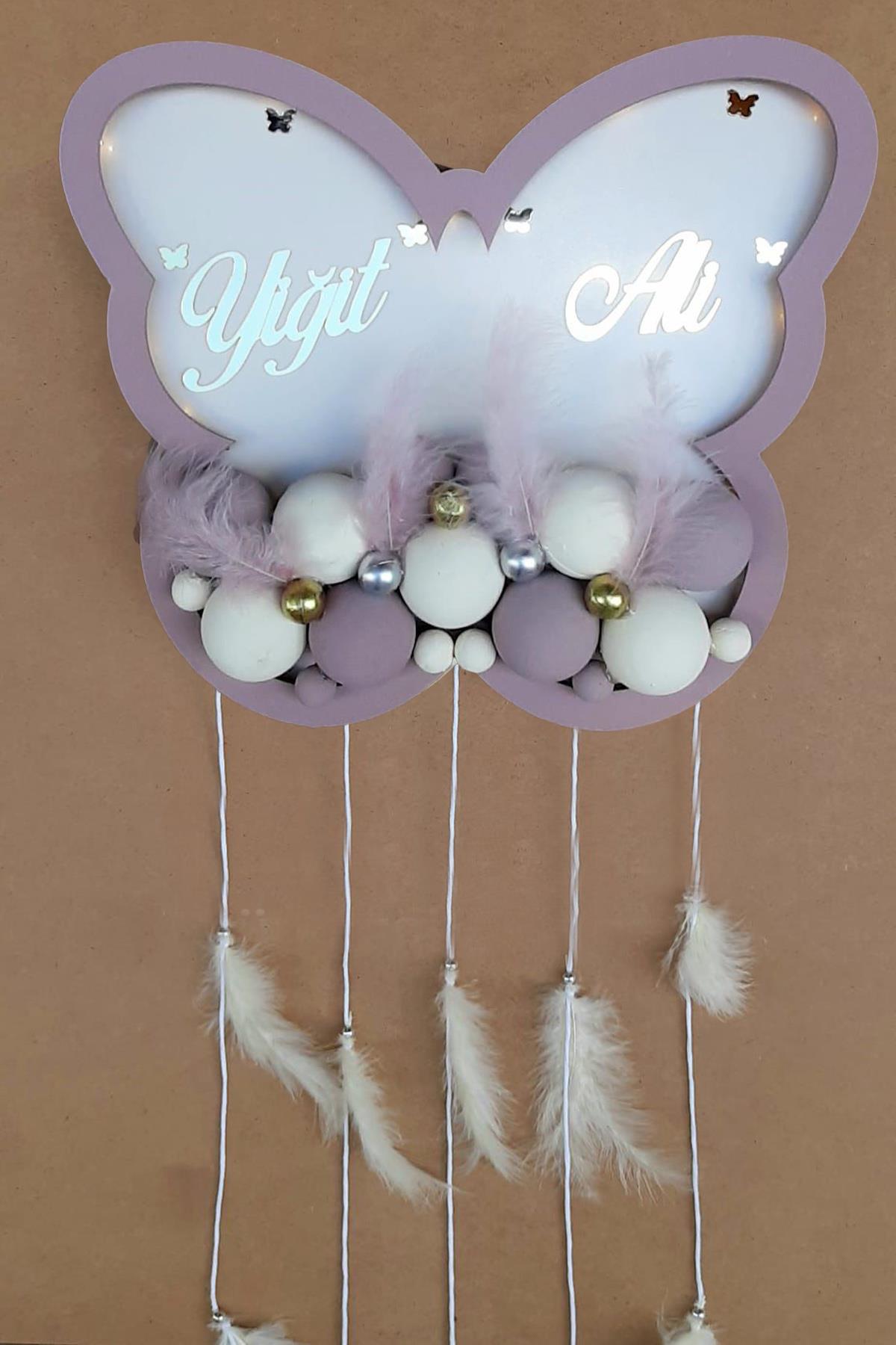 lh09003 İsme Özel Kelebek Işıklı Hastane Kapı Süsü