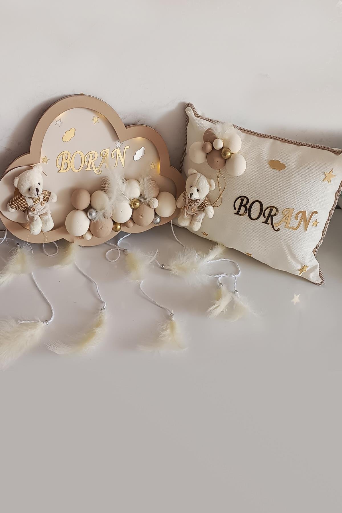 lh09020 İsme Özel Yastık ve Işıklı Hastane Kapı Süsü