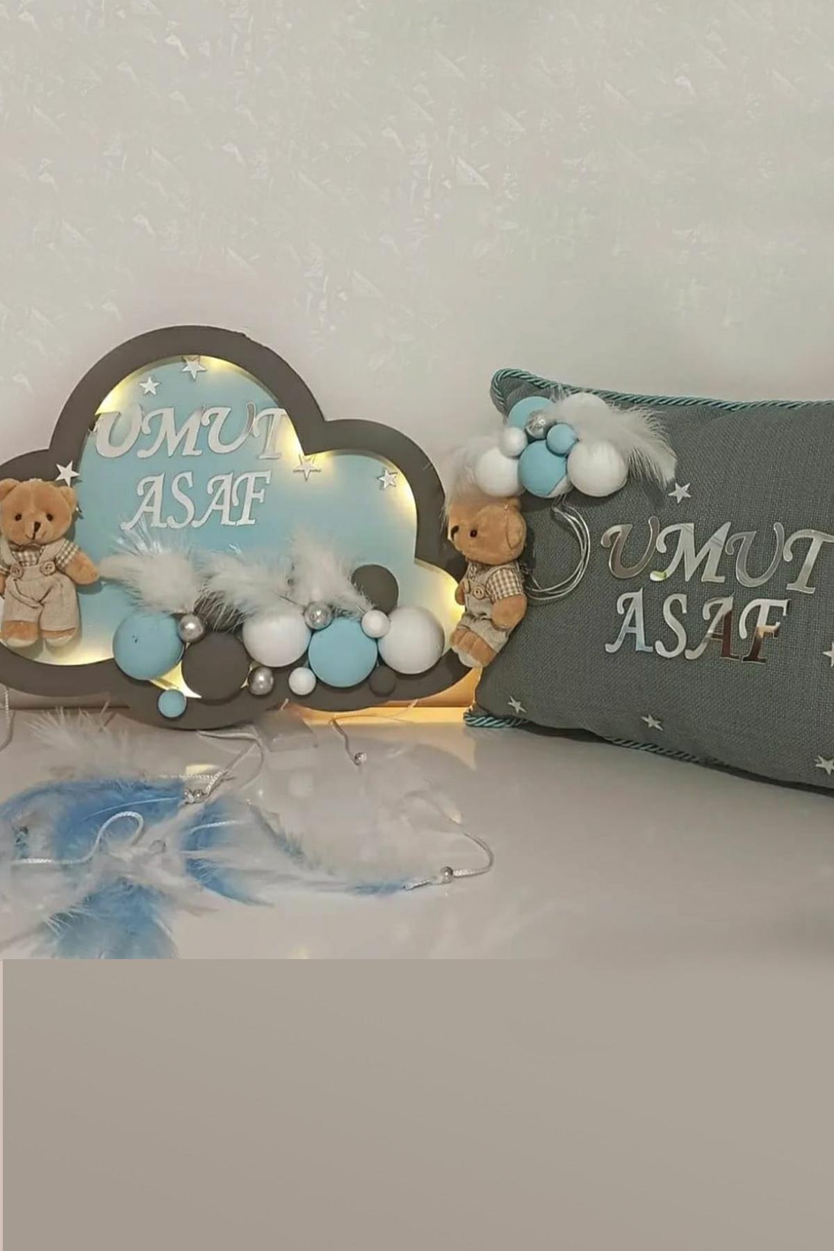 lh09022 İsme Özel Yastık ve Işıklı Hastane Kapı Süsü