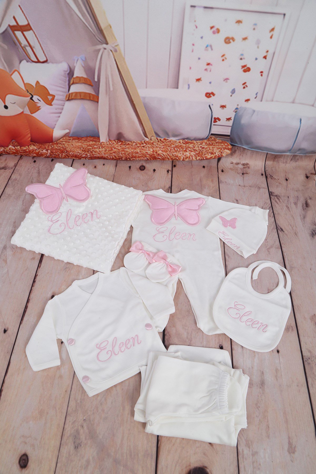 Lh1022 İsme Özel Kelebekli Hastane Çıkışı 10'lu Set