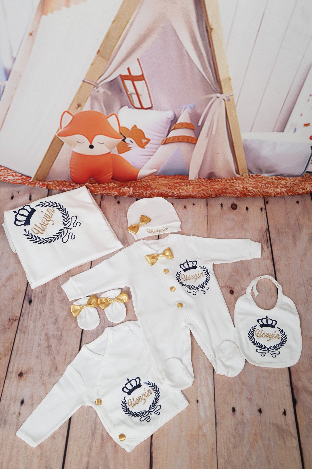 LH1041 Çelenk Taclı İsme Özel Kanatlı Hastane Çıkışı 10'lu Set