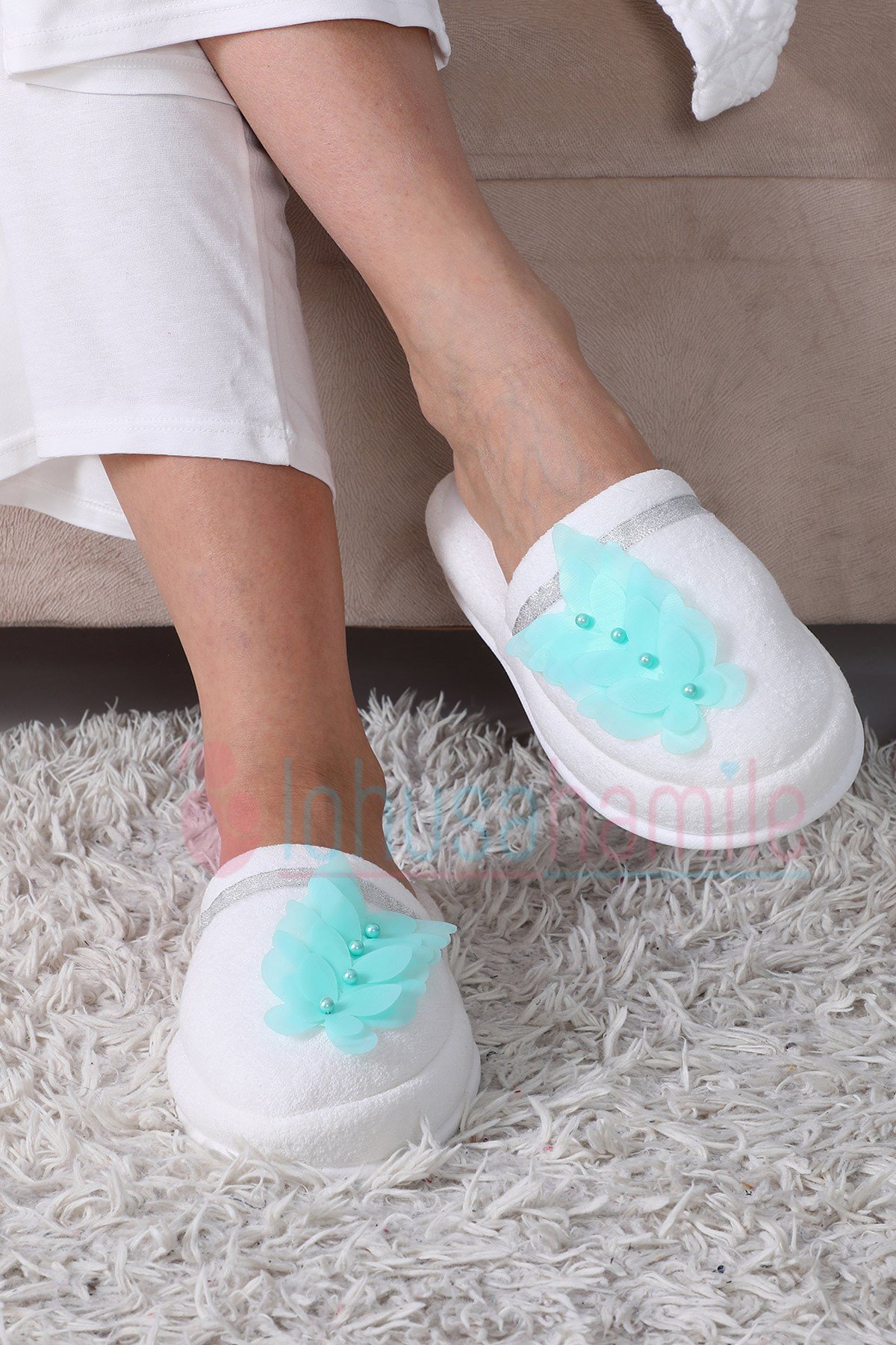 Lh12045 Mint Kelebekli Lohusa Terliği