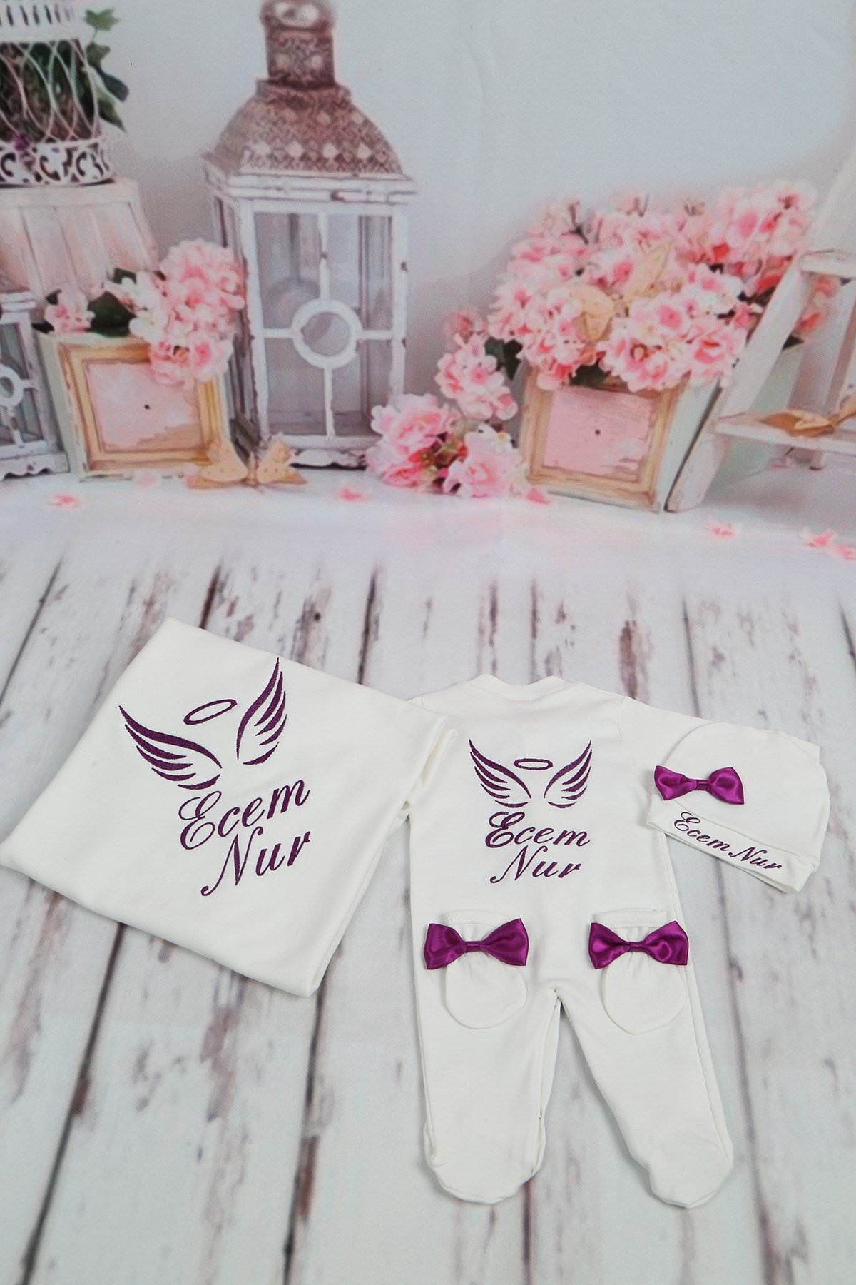 Lh4097 İsme Özel Melek Kanatlı Hastane Çıkışı 4'lü set