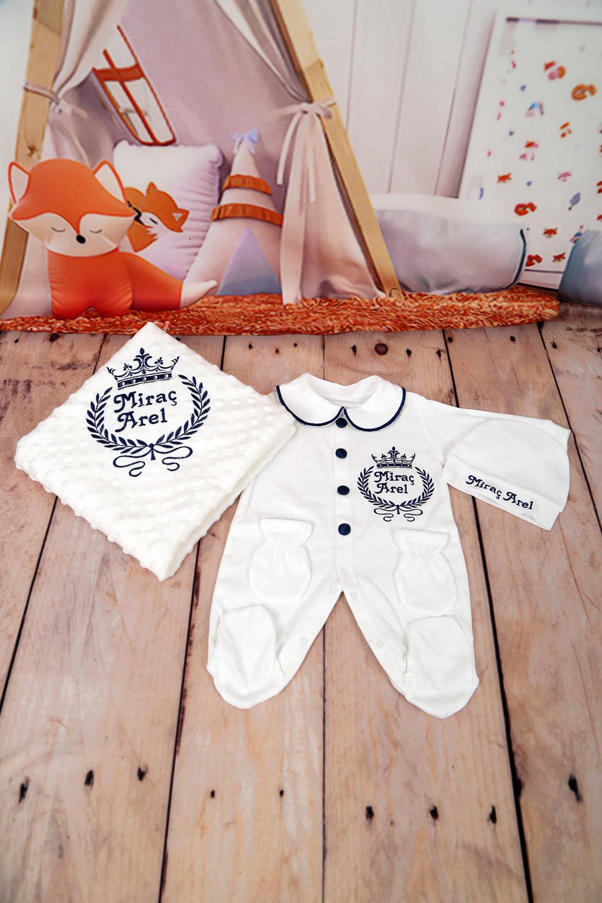 Lh4141 İsme Özel Nakışlı 4lü Hastane Çıkış Set