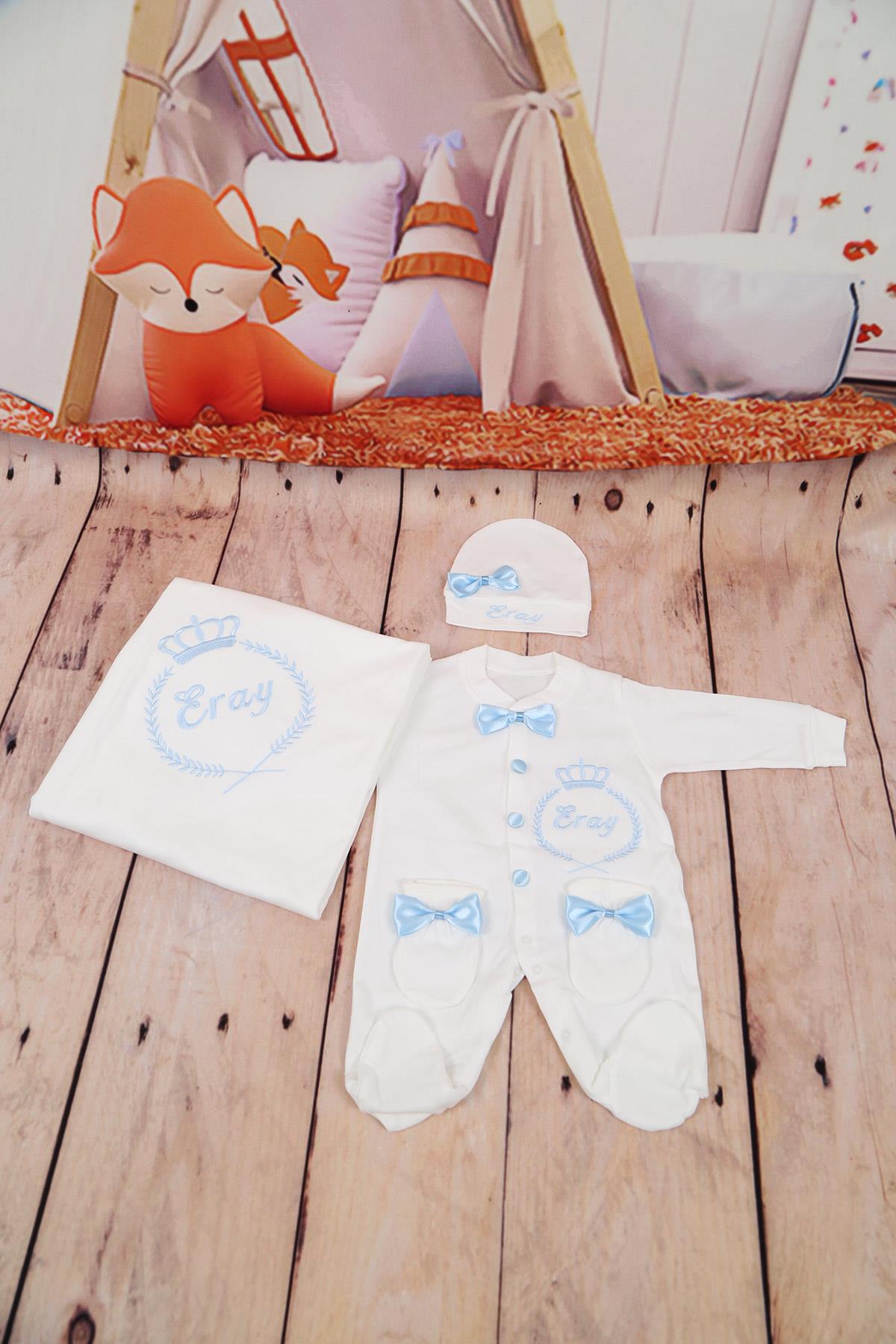 Lh4147 İsme Özel Nakışlı 4lü Hastane Çıkış Set