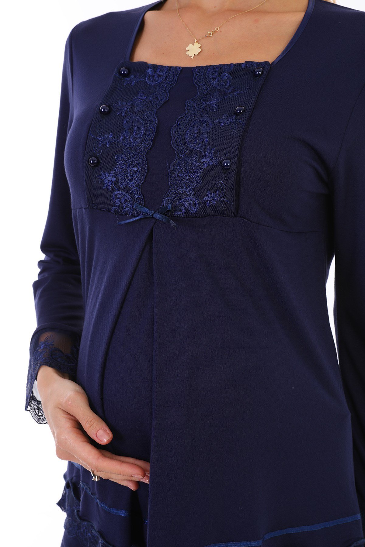 Lohusa Hamile 13045 Lacivert Emzirme Özellikli Lohusa Pijama