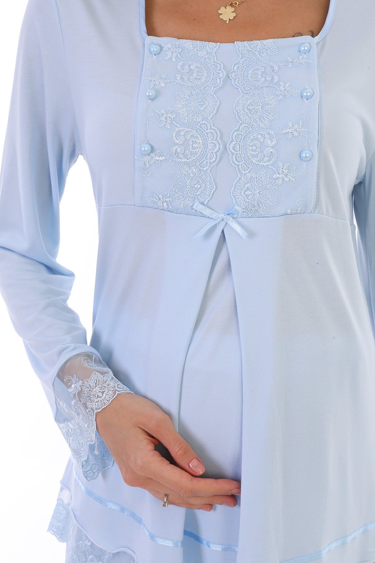 Lohusa Hamile 13045 Mavi Emzirme Özellikli Lohusa Pijama