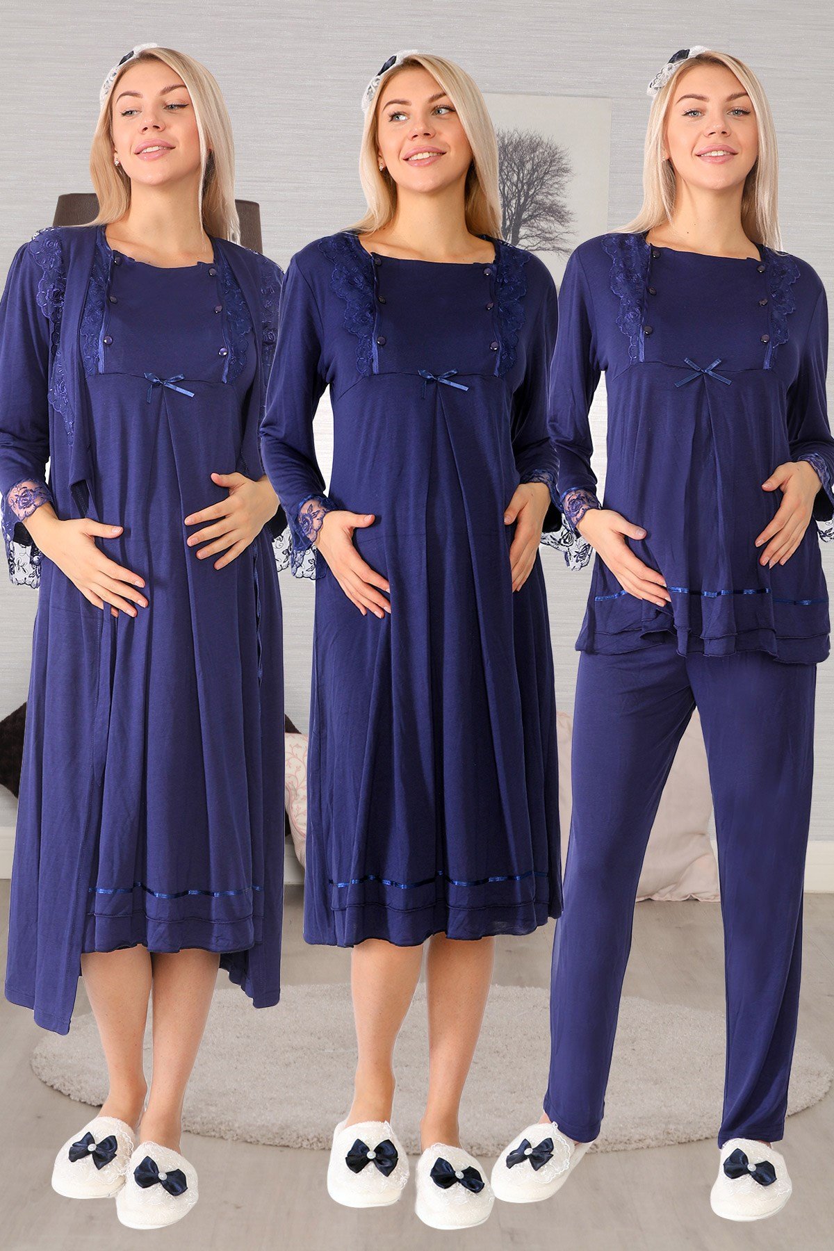 Lohusa Hamile 20120 Lacivert 4lü Lohusa Hamile Set