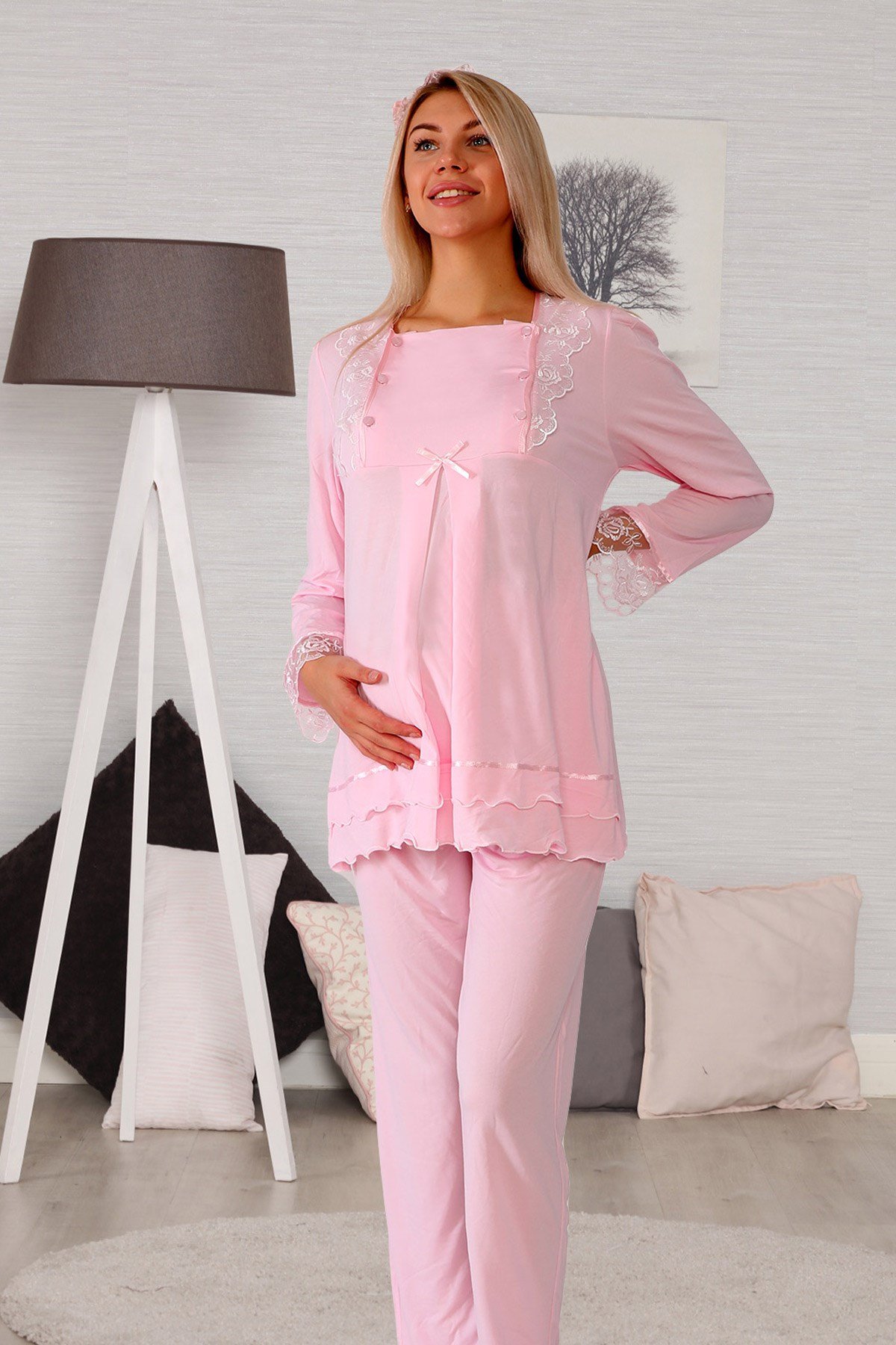 Lohusa Hamile 20122 Pembe Lohusa Pijama