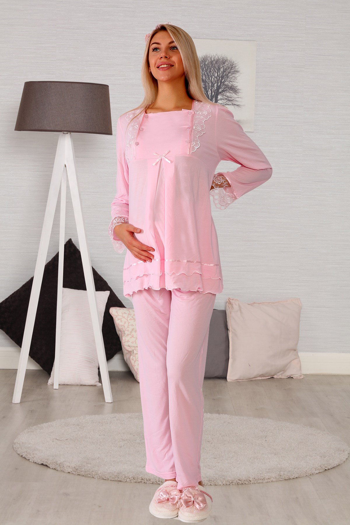 Lohusa Hamile 20122 Pembe Lohusa Pijama