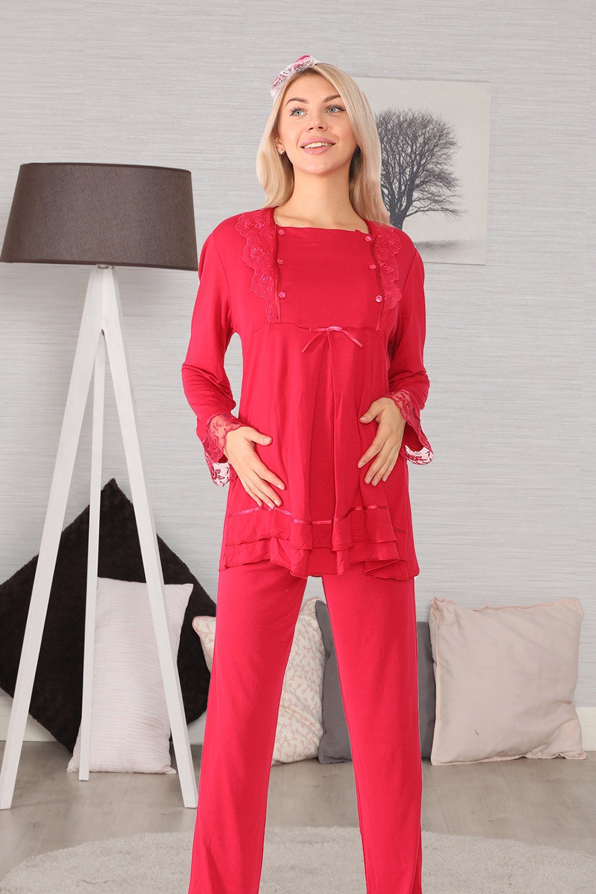 Lohusa Hamile 20122 Vişne Lohusa Pijama