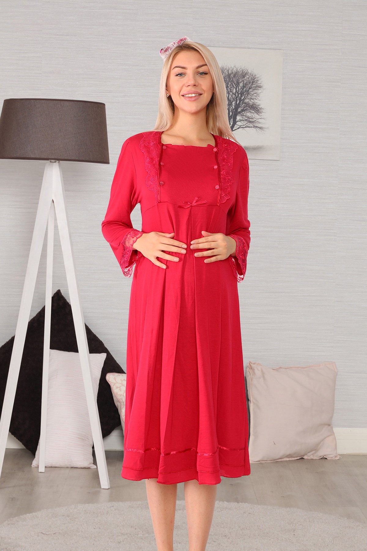 Lohusa Hamile 20123 Vişne Lohusa Gecelik