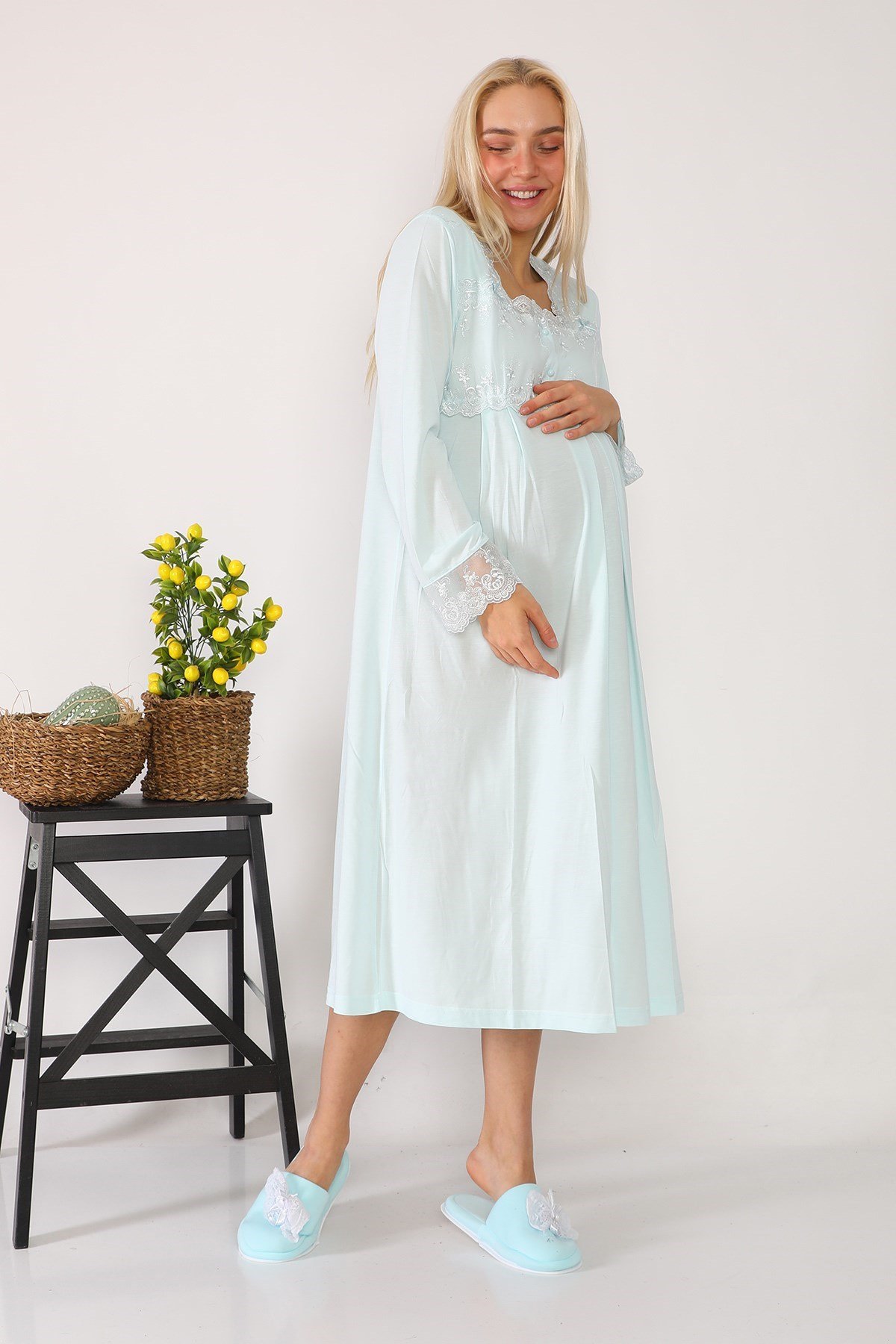 Lohusa Hamile 2406 Turkuaz Tesettürlü Lohusa Hamile 7li Set