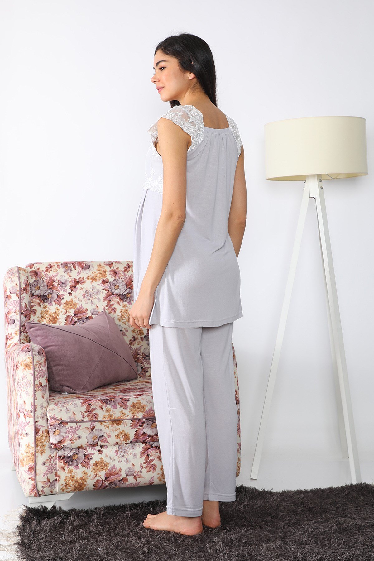 Lohusa Hamile 2503 Gri Lohusa Pijama Takımı