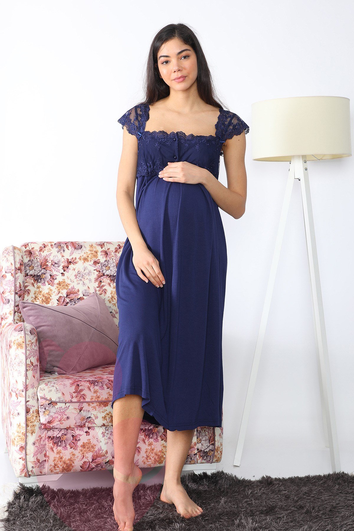 Lohusa Hamile 2504 Lacivert Lohusa Gecelik Takımı